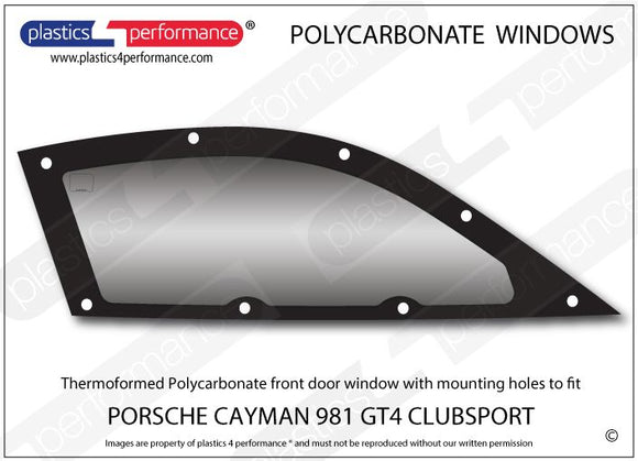 ポリカーボネート 右フロントドアウインドウ｜Porsche Cayman 981 GT4 Clubsport MR