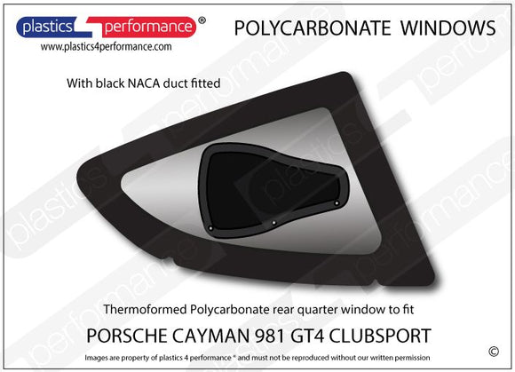 ポリカーボネート 右リアクォーターウインドウ｜Porsche Cayman 981 GT4 Clubsport MR