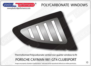 ポリカーボネート 右リアクォーターウインドウ｜Porsche Cayman 981 GT4 Clubsport MR
