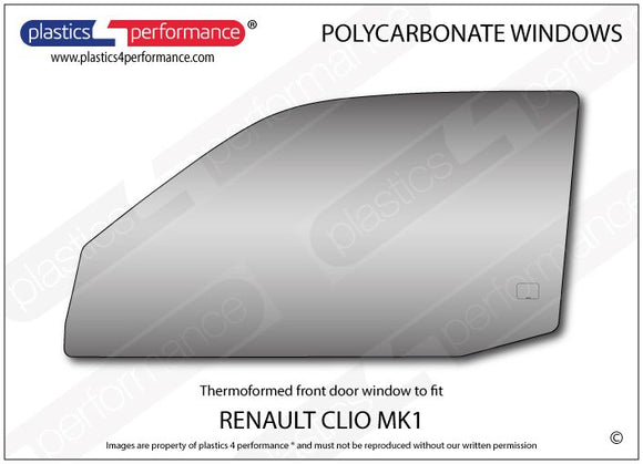 ポリカーボネート 左フロントドアウインドウ｜Renault Clio Mk1 - 3dr Hatchback