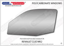 ポリカーボネート 左フロントドアウインドウ｜Renault Clio Mk2 - 3dr Hatchback