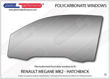 ポリカーボネート 左フロントドアウインドウ｜Renault Megane MK2/ R26R - 3dr Hatchback