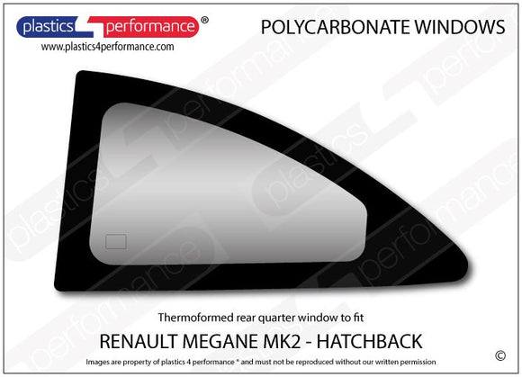 ポリカーボネート 左リアクォーターウインドウ｜Renault Megane MK2/ R26R - 3dr Hatchback