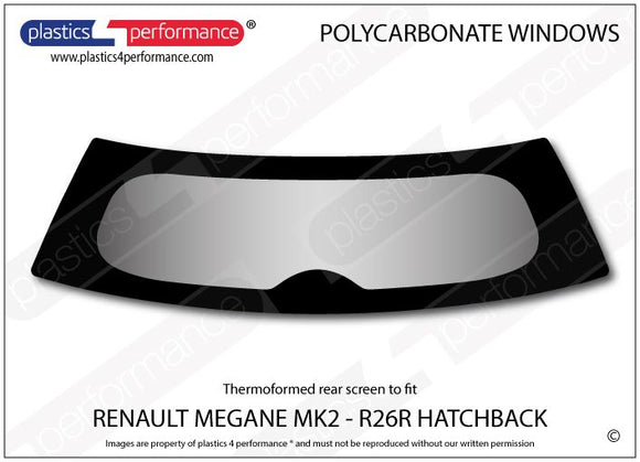 ポリカーボネート リアウインドウ｜Renault Megane MK2/ R26R - 3dr Hatchback