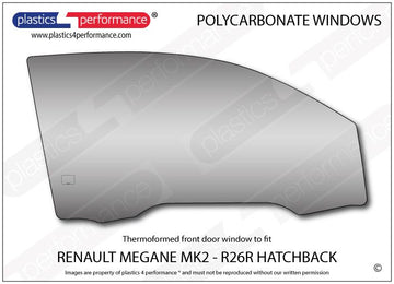 ポリカーボネート 右フロントドアウインドウ｜Renault Megane MK2/ R26R - 3dr Hatchback