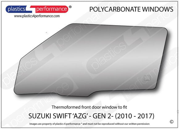 ポリカーボネート 左フロントドアウインドウ｜スズキ Swift MK2 AZG - 3dr Hatchback