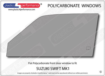 ポリカーボネート 左フロントドアウインドウ｜スズキ Swift / Cultus MK1 - 3dr Hatchback