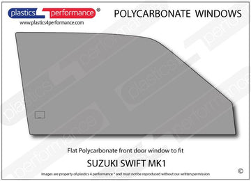 ポリカーボネート 右フロントドアウインドウ｜スズキ Swift / Cultus MK1 - 3dr Hatchback