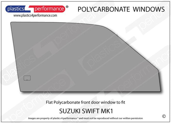 ポリカーボネート 右フロントドアウインドウ｜スズキ Swift / Cultus MK1 - 3dr Hatchback