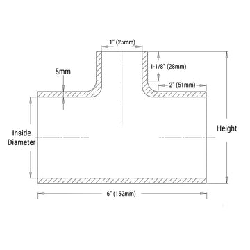 HPS シリコンTホースカプラー 分岐付き 25.4mmポート (1inch) 高耐熱4層補強 Silicone T Hose Coupler - 0