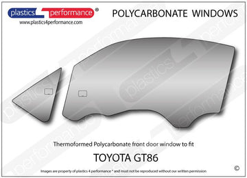GT86 (ZN6) / BRZ (ZC6) フロントドアウインドウ Lexan®ポリカーボネート製
