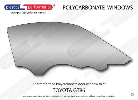 GT86 (ZN6) / BRZ (ZC6) フロントドアウインドウ Lexan®ポリカーボネート製