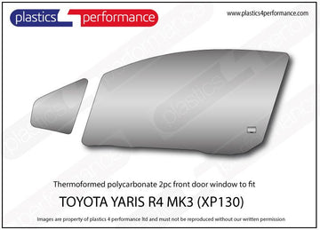 ポリカーボネート 左フロントドアウインドウ｜トヨタ Yaris MK3 (XP130)