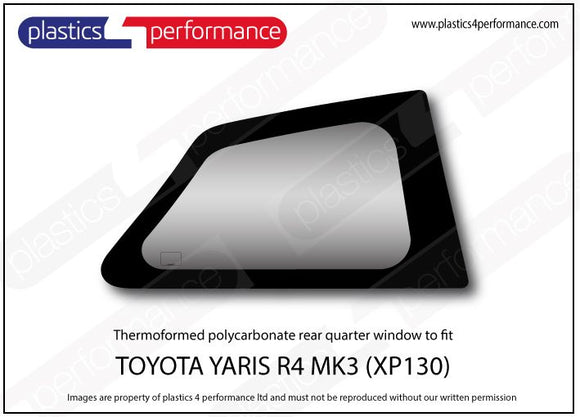 ポリカーボネート 右リアクォーターウインドウ｜トヨタ Yaris MK3 (XP130)