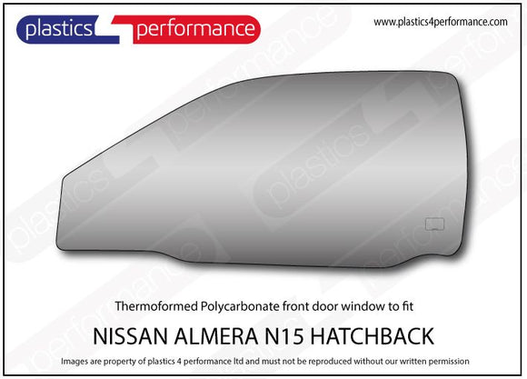 ポリカーボネート 左フロントドアウインドウ｜日産 Almera N15 Hatchback