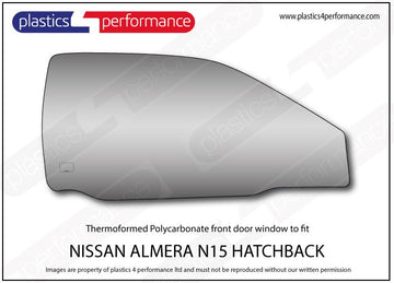 ポリカーボネート 右フロントドアウインドウ｜日産 Almera N15 Hatchback