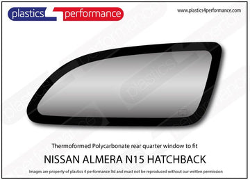ポリカーボネート 右リアクォーターウインドウ｜日産 Almera N15 Hatchback