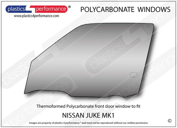ポリカーボネート 左フロントドアウインドウ｜日産 Juke MK1