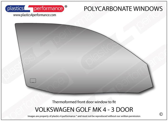 ポリカーボネート 右フロントドアウインドウ｜Volkswagen Golf Mk4 - 3dr