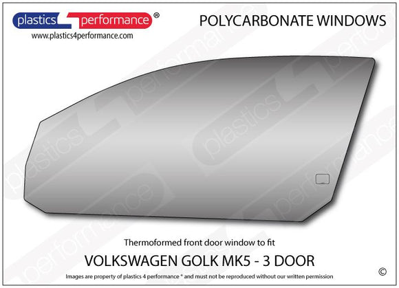 ポリカーボネート 左フロントドアウインドウ｜Volkswagen Golf Mk5 - 3dr