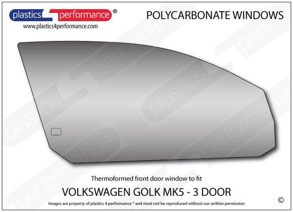 ポリカーボネート 右フロントドアウインドウ｜Volkswagen Golf Mk5 - 3dr