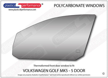 ポリカーボネート 左フロントドアウインドウ｜Volkswagen Golf Mk5 - 5dr