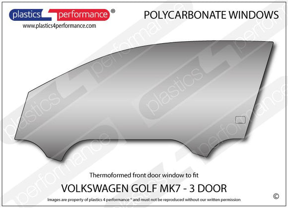 ポリカーボネート 左フロントドアウインドウ｜Volkswagen Golf Mk7 - 3dr
