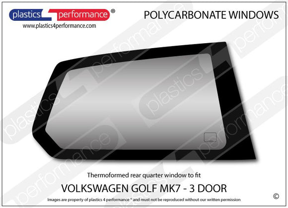 ポリカーボネート 右リアクォーターウインドウ｜Volkswagen Golf Mk7 - 3dr
