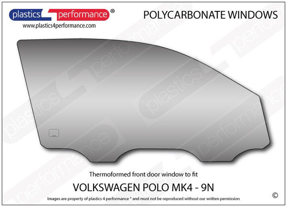 ポリカーボネート 右フロントドアウインドウ｜Volkswagen Polo MK4 9N - 3dr