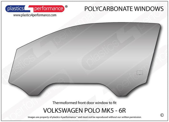 ポリカーボネート 左フロントドアウインドウ｜Volkswagen Polo MK5 6R - 3dr